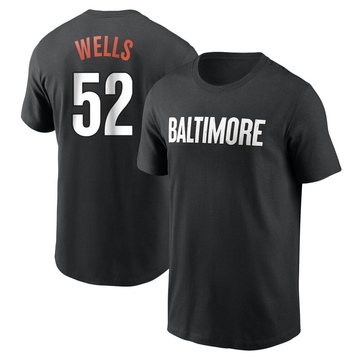 Men's Baltimore Orioles Alexander Wells ＃52 2023 City Connect Name & Number T-Shirt - Black