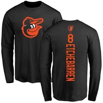 Men's Baltimore Orioles Andy Etchebarren ＃8 Backer Long Sleeve T-Shirt - Black