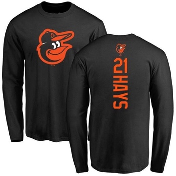 Men's Baltimore Orioles Austin Hays ＃21 Backer Long Sleeve T-Shirt - Black