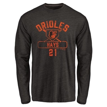 Men's Baltimore Orioles Austin Hays ＃21 Base Runner Long Sleeve T-Shirt - Black