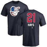 Men's Baltimore Orioles Austin Hays ＃21 Name and Number Banner Wave T-Shirt - Navy