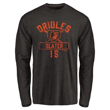 Men's Baltimore Orioles Austin Slater ＃15 Base Runner Long Sleeve T-Shirt - Black