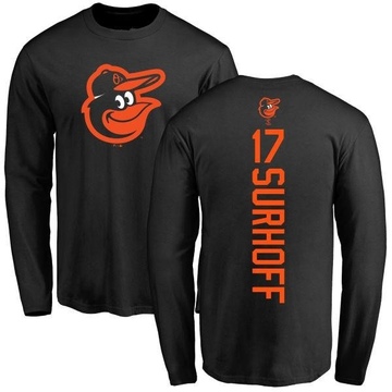 Men's Baltimore Orioles Bj Surhoff ＃17 Backer Long Sleeve T-Shirt - Black