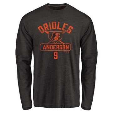 Men's Baltimore Orioles Brady Anderson ＃9 Base Runner Long Sleeve T-Shirt - Black