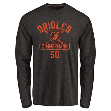 Men's Baltimore Orioles Bruce Zimmermann ＃50 Base Runner Long Sleeve T-Shirt - Black