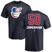 Men's Baltimore Orioles Bruce Zimmermann ＃50 Name and Number Banner Wave T-Shirt - Navy