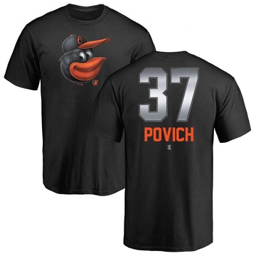 Men's Baltimore Orioles Cade Povich ＃37 Midnight Mascot T-Shirt - Black