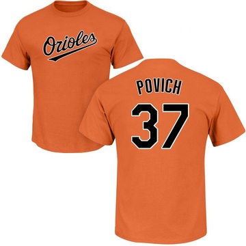 Men's Baltimore Orioles Cade Povich ＃37 Roster Name & Number T-Shirt - Orange