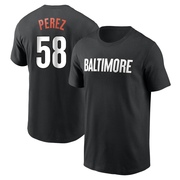 Men's Baltimore Orioles Cionel Perez ＃58 2023 City Connect Name & Number T-Shirt - Black