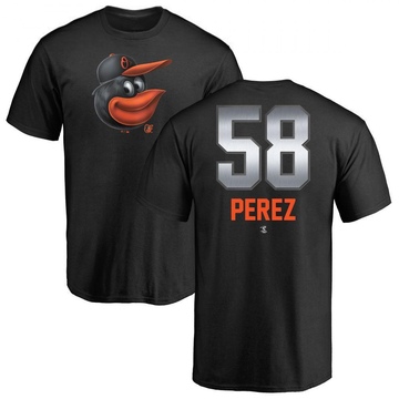 Men's Baltimore Orioles Cionel Perez ＃58 Midnight Mascot T-Shirt - Black