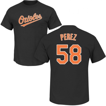 Men's Baltimore Orioles Cionel Perez ＃58 Roster Name & Number T-Shirt - Black