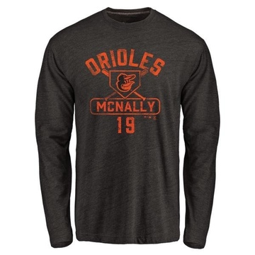 Men's Baltimore Orioles Dave Mcnally ＃19 Base Runner Long Sleeve T-Shirt - Black