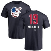 Men's Baltimore Orioles Dave Mcnally ＃19 Name and Number Banner Wave T-Shirt - Navy