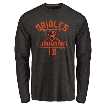 Men's Baltimore Orioles Davey Johnson ＃15 Base Runner Long Sleeve T-Shirt - Black