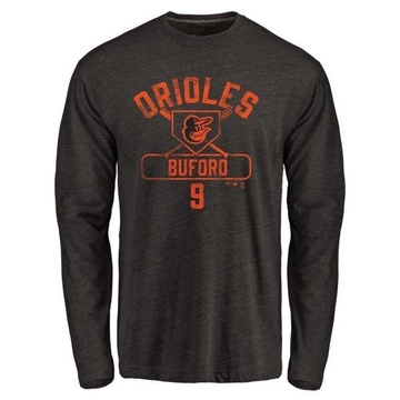 Men's Baltimore Orioles Don Buford ＃9 Base Runner Long Sleeve T-Shirt - Black