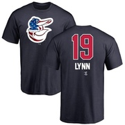 Men's Baltimore Orioles Fred Lynn ＃19 Name and Number Banner Wave T-Shirt - Navy