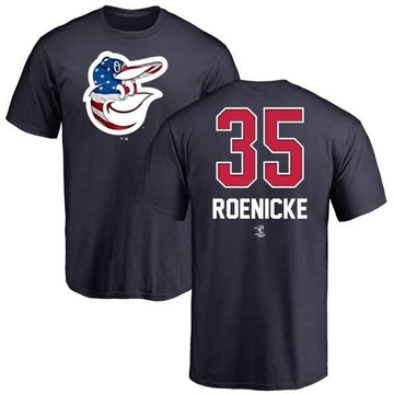 Men's Baltimore Orioles Gary Roenicke ＃35 Name and Number Banner Wave T-Shirt - Navy