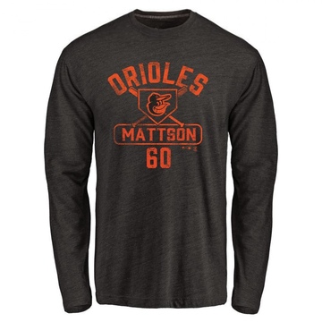 Men's Baltimore Orioles Isaac Mattson ＃60 Base Runner Long Sleeve T-Shirt - Black