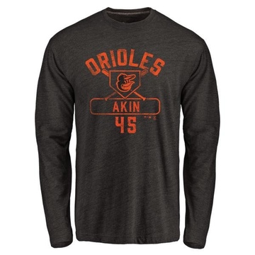 Men's Baltimore Orioles Keegan Akin ＃45 Base Runner Long Sleeve T-Shirt - Black