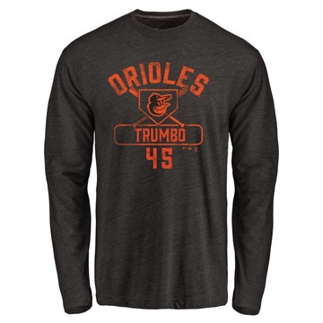 Men's Baltimore Orioles Mark Trumbo ＃45 Base Runner Long Sleeve T-Shirt - Black