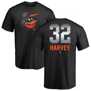 Men's Baltimore Orioles Matt Harvey ＃32 Midnight Mascot T-Shirt - Black