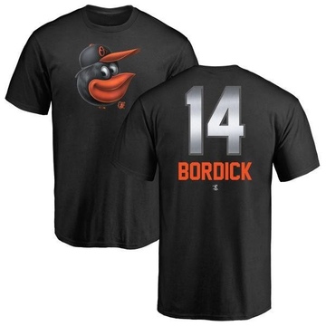 Men's Baltimore Orioles Mike Bordick ＃14 Midnight Mascot T-Shirt - Black