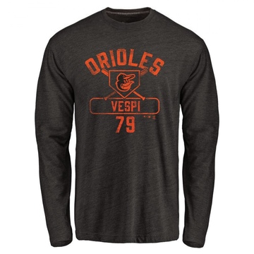 Men's Baltimore Orioles Nick Vespi ＃79 Base Runner Long Sleeve T-Shirt - Black