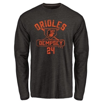 Men's Baltimore Orioles Rick Dempsey ＃24 Base Runner Long Sleeve T-Shirt - Black