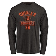 Men's Baltimore Orioles Seranthony Dominguez ＃56 Base Runner Long Sleeve T-Shirt - Black