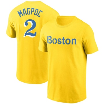 Men's Boston Red Sox Adam Magpoc ＃2 City Connect Name & Number T-Shirt - Gold