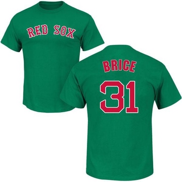 Men's Boston Red Sox Austin Brice ＃31 St. Patrick's Day Roster Name & Number T-Shirt - Green