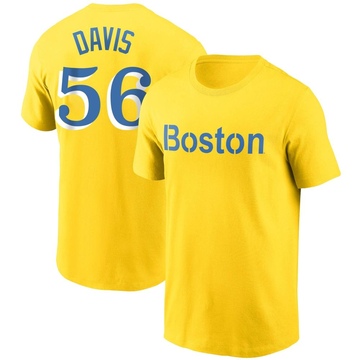 Men's Boston Red Sox Austin Davis ＃56 City Connect Name & Number T-Shirt - Gold