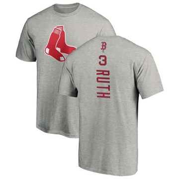 Men's Boston Red Sox Babe Ruth ＃3 Backer T-Shirt Ash