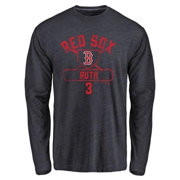 Men's Boston Red Sox Babe Ruth ＃3 Base Runner Long Sleeve T-Shirt - Navy