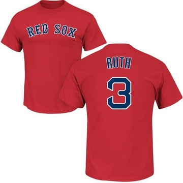 Men's Boston Red Sox Babe Ruth ＃3 Roster Name & Number T-Shirt - Scarlet