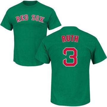 Men's Boston Red Sox Babe Ruth ＃3 St. Patrick's Day Roster Name & Number T-Shirt - Green