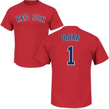 Men's Boston Red Sox Bobby Doerr ＃1 Roster Name & Number T-Shirt - Scarlet