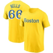 Men's Boston Red Sox Brayan Bello ＃66 City Connect Name & Number T-Shirt - Gold