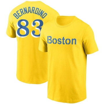 Men's Boston Red Sox Brennan Bernardino ＃83 City Connect Name & Number T-Shirt - Gold