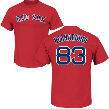 Men's Boston Red Sox Brennan Bernardino ＃83 Roster Name & Number T-Shirt - Scarlet