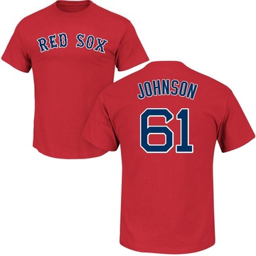 Men's Boston Red Sox Brian Johnson ＃61 Roster Name & Number T-Shirt - Scarlet