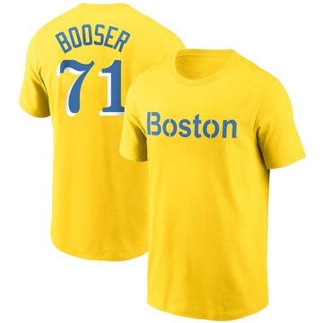 Men's Boston Red Sox Cam Booser ＃71 City Connect Name & Number T-Shirt - Gold