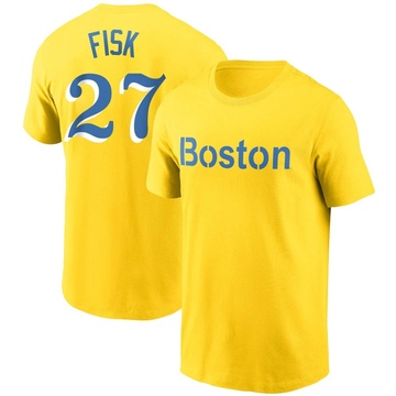 Men's Boston Red Sox Carlton Fisk ＃27 City Connect Name & Number T-Shirt - Gold