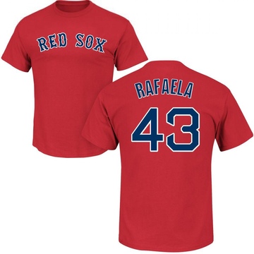 Men's Boston Red Sox Ceddanne Rafaela ＃43 Roster Name & Number T-Shirt - Scarlet