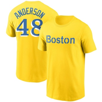 Men's Boston Red Sox Chase Anderson ＃48 City Connect Name & Number T-Shirt - Gold