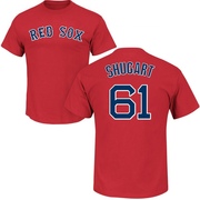 Men's Boston Red Sox Chase Shugart ＃61 Roster Name & Number T-Shirt - Scarlet