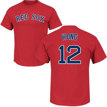 Men's Boston Red Sox Connor Wong ＃12 Roster Name & Number T-Shirt - Scarlet