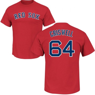 Men's Boston Red Sox Cooper Criswell ＃64 Roster Name & Number T-Shirt - Scarlet