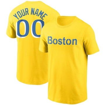 Men's Boston Red Sox Custom ＃00 City Connect Name & Number T-Shirt - Gold