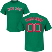 Men's Boston Red Sox Custom ＃00 St. Patrick's Day Roster Name & Number T-Shirt - Green